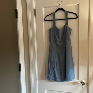 Chambray fit and flare mini dress